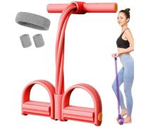 Foot Pedal Resistance Band 6 Tube, Multi-function Tension Rope 6 Tubes for Full Body Exercise, Strong Durable 6 Tube Resistance Band for Arms, Legs, Abs & Core for Men Women (Red)