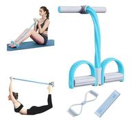 Foot Pedal Resistance Band with Handle, 6-Tube Elastic Resistance Band with Pedal Puller, Sit Up Exercise Equipment, Abdominal Trainer with Resistance Bands, for Home Body Training (Grey-Blue)