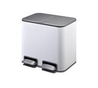 Foot-Pedal Stainless Steel Sorter Trash Can for Kitchen Bathroom Toilet - 18L High Capacity Built-in Recycling Bin White and Stylish Waste Container