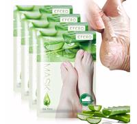 Foot Peel Mask for Hard Skin, 4 Pairs Foot Exfoliating Socks, Moisturizing Foot Care for Callus Remover, Cracked Heel, Dead & Dry Skin - Baby Soft Smooth Touch Feet(Aloe Vera)
