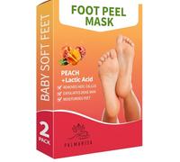 Foot Peel Mask Peach 2 Pack Softens Hard Skin, Repairs Cracked Heels, Exfoliates, Moisturises, Removes Heel Calluses, Improves Skin Texture, Revitalises Tired Feet, Clinically Tested, Palmarisa