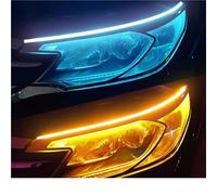 Foot Peg Brackets For 2pcs LED DRL Car Daytime Running Light Flexible Waterproof Strip Auto Headlights White Turn Signal Yellow Brake Flow Lights 12V Foot Pedals Rests(Ice blue to yellow,45cm)