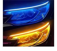 Foot Peg Brackets For 2pcs LED DRL Car Daytime Running Light Flexible Waterproof Strip Auto Headlights White Turn Signal Yellow Brake Flow Lights 12V Foot Pedals Rests(Blue to yellow,60cm)