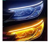 Foot Peg Brackets For 2pcs LED DRL Car Daytime Running Light Flexible Waterproof Strip Auto Headlights White Turn Signal Yellow Brake Flow Lights 12V Foot Pedals Rests(White to yellow,60cm)