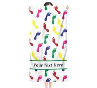 Foot Prints Towel, Custom Beach Towel Personalized, Super Absorbent Oversized Large, 60 x 30 Inches