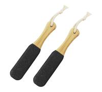 Foot Pumice Stone for Feet, Foot Files for File Heel for Hard Skin Heel Scraper Foot Scrubber with Wooden Handle Hard Skin Feet Scrubber Dead Skin Eliminates Calluses Black