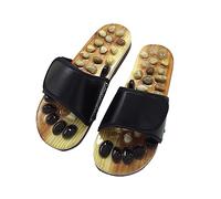 Foot Reflexology Sandals Revitalize Feet with Massage Stone Slippers Eco-Friendly Lightweight Footwear for Arch Pain Relief Acupressure Black M