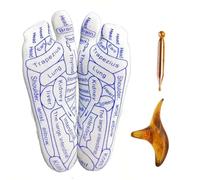 Foot Reflexology Socks Set - aacupoint Massage Socks with Foot and Hand Massager Tools | Comfortable Reflexology Diagram Footwear for Tired Feet Relief, Stress ttherapy for Men Women Seniors Spa Use