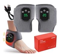 Foot Renew Massager, Foot and Ankle Massager for Circulation & Pain Relief, Portable Wireless Heating Pad Wrap Cordless Tendonitis Relief, Rechargeable Vibrating Feet Revive Massage(1pair)