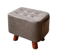 foot rest desk Leather Padded Footstool Ottoman with Handmade Wooden 4 Legs Simple Small Footstool for Home Living Room Entryway Easy to Move
