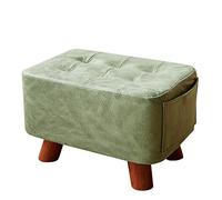 foot rest desk Leather Padded Footstool Ottoman with Handmade Wooden 4 Legs Simple Small Footstool for Home Living Room Entryway Easy to Move