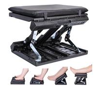 Foot Rest for Under Desk at Work Adjustable Foot Stool with Removable Pad Massage Beads, Height and Angle Adjustment Foldable Footrest for Office, Gaming, Chair (Black Plus)
