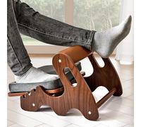 Foot Rest for Under Desk at Work- Ergonomic Wooden Footrest with 3 Height Position and Soft Crossbar, Adjustable Rocking Foot Stool with Soft Sponge Pad for Home, Office