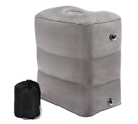 Foot Rest Travel Pillow Folding Portable, Inflatable Foot Rest Cushion Muti-Functional, Adjustable 3 Layers Footrest Pillow, Travel Footstool with Bag and Inflator for Long Flight, Train, Cars (Grey)