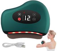 Foot Scraper, Red Light Heated Muscle Scraper, 3-in-1 Gua Sha Device, 12 Massage Levels and 12 Heat Levels, Cordless Deep Tissue Massager for Feet Calves Neck, Shoulders & Back (Green)