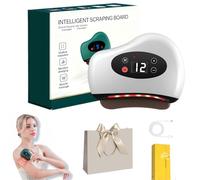 Foot Scraper, Red Light Heated Muscle Scraper, Electric Gua Sha Tool Face, 12 Vibration, Upgraded Bianstone Base with Massage Oil (White (Red Bianstone))