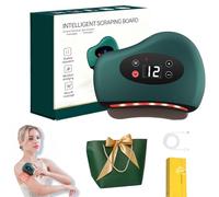 Foot Scraper, Red Light Heated Muscle Scraper, Electric Gua Sha Tool Face, 12 Vibration, Upgraded Bianstone Base with Massage Oil (Green (Red Bianstone))