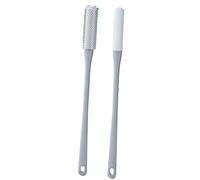 Foot Scrub Brush 2Pcs Long Handled Soft Rubber Toe Scrubber Exfoliating Foot Scrubber for Shower Seniors Men and Women Grey