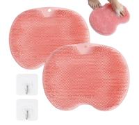 Foot Scrubber for Shower, 2 PCS Pink Shower Foot Scrubber Mat with 2 Hooks, Shower Foot Scrubber with Non-Slip Suction Cups, for Cleaning Exfoliation Massages Relieving Tired Feet