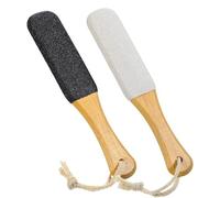 Foot Scrubber Hard Skin - 2 Pcs Double-Sided Pumicestone for Feet with Ergonomic Wooden Handle for Dry Dead Skin Removal, Effective for Corns & Cracked Heels