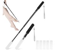 Foot Shower Scrubber, Toe Gap Cleaning, Adjustable Foot Washing Toe Gap Tool, No Bending Toe Cleaning Brush, with 5 Reusable Brush Cloths, Suitable for The Elderly and Disabled (Black)