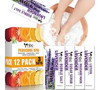 Foot Soak, 3 Set Foot Spa Pedicure Set with Bath Salt, Foot Cream, Foot Scrubs, Exfoliating Foot Care In A Box 4 Step for Dry Cracked, Tired Sore Feet, Muscle Relief, Lavender