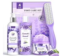 Foot Soak Set Feet Callus Remover Pedicure Set - Lavender Foot Soak Salts,Foot File,Foot Scrub & Urea Foot Cream Pedicure Supplies For Dry Cracked Feet Foot Spa Kit for Women