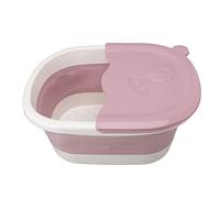 Foot Soaking Tub Foldable Heavy Duty Foot Bath Tub for Relaxation and Therapy at Home Plastic Wash Basin 2 Parts (Pink)