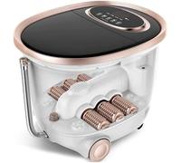 Foot Spa Bath AGER with Heat Bubbles Vibration, 6 Shiatsu Aging Rollers to Relax Tired Feet, Adjustable Temperature Pedicure Tub for Home Office Use