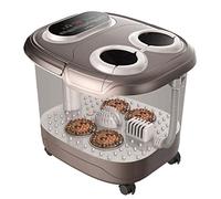 Foot Spa Bath Massager with Heat and Massage and Bubble Jets, Motorized Shiatsu Massage Ball + Motorized Maize Roller + Rotatable Pedicure Stone, Red Light, Adjustable Time Temperature