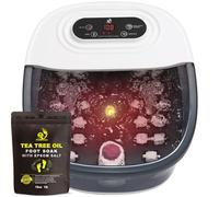 Foot Spa Bath Massager with Heat Bubbles and Vibration Massage and Jets, 16 oz Soothing Lavender Foot Soak Epsom Salt, MoodRelish Foot Soaker with Red Light, 22 Massage Rolls, Adjustable Temperature -