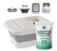 Foot Spa Kit - Foldable Foot Spa Bath Tub, Portable Massage Soaking Basin & Eucalyptus Epsom Salts (Eucalyptus 450g)