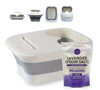 Foot Spa Kit - Foldable Foot Spa Bath Tub, Portable Massage Soaking Basin & Eucalyptus Epsom Salts (Lavender 450g)