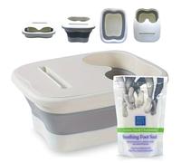 Foot Spa Kit - Foldable Manual Foot Soak Basin with Epsom Salt, Portable Foot Spa Set for Stress Relief, Muscle Recovery, Foot Soaking & Home Spa | Non-Electric - Green Tea & Chamomile