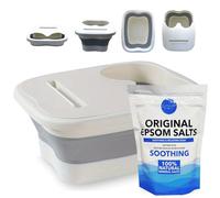 Foot Spa Kit - Foldable Manual Foot Soak Basin with Epsom Salt, Portable Foot Spa Set for Stress Relief, Muscle Recovery & Home Spa - Non-Electric - Original Fresh (450g)