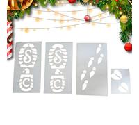 Foot Stencil for Christmas,Christmas Foot Stencil, 4 Piece Footprint Templates Reusable Christmas Stencil, Snow Painting Paste, Holiday Stencils, Small Christmas Decor for Tiles