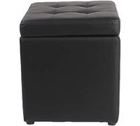 Foot Stool Cube Faux Leather Ottoman Storage Pouf Bench Seat,Toy Box Tray With Hinge Top Organizer Box Pouf Chest(Color:Black,Size:30x30x35cm(12x12x14inch))