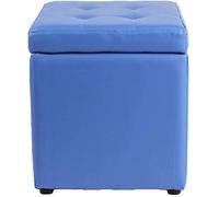 Foot Stool Cube Faux Leather Ottoman Storage Pouf Bench Seat,Toy Box Tray With Hinge Top Organizer Box Pouf Chest(Color:Black,Size:30x30x35cm(12x12x14inch))
