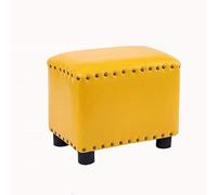 Foot Stool Dressing Table Footrest Footstool, Home Creative Leather Stool Living Room Change Shoe Bench Coffee Table Sofa Stool Adult Ottoman 37×24.5×30cm Seat(Color:Yellow)