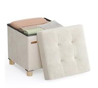 Foot Stool Footstool Small Storage Ottoman, 38 X 40.0 Cm, Folding Cube with Lid, Footrest, 37 L(Coffee)