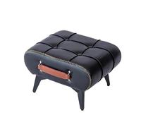 Foot Stool Leather Stool, Living Room Footrest, Sofa, Entry Shoe Changing, Coffee Table Low, Home Small, Pouf(Black)