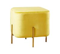 Foot Stool - Modern Square Design for Living Room or Bedroom - Extra Luxurious Seat with Gold Legs - Light Brown Finish