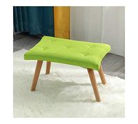 Foot Stool Ottoman Sofa Stool Fabric Solid Wood Stool Step Stool Small Footrest Stool Change Shoes Footstool Rectangle Kitchen Living Room,6 Colors (Color:Green,Size:55x