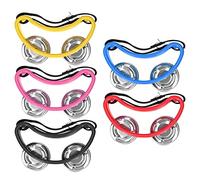 Foot Tambourine 5Pcs 2 - Row Half Moon Shaped Stainless Steel Jingles, Red Pink Blue Black Yellow - Durable ABS Frame, Bright Clear Sound, Ideal for Musicians and Performers