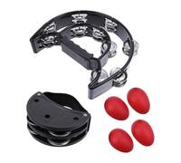 Foot Tambourine 6Pcs Handheld Foot Tambourine Double Rows Metal Finger Cymbals Bright Sound Rhythm Instrument Set for Music