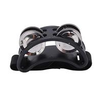 FOOT TAMBOURINE JINGLE BELL PERCUSSION INSTRUMENT MUSICAL ACCESSORY PARTY KARAOKE BLACK NYLON ELASTIC BAND ABS METAL