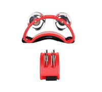Foot Tambourine Mini Foot Tambourine Metal Jingle Bell Portable Percussion Instrument Box Drum Companion Musical Toys Rainbow Colors Cymbals(Foot Bell red)