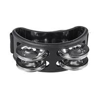 Foot Tambourine Percussion Musical Instrument Foot Drum Set with Metal Jingle Bell for Guitar Drum Accessory Instrument (Black)