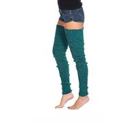 Foot Traffic Women's Cable-Knit Leg Warmers, Warm & Long Footless Thigh-Highs, Peacock, Super Long