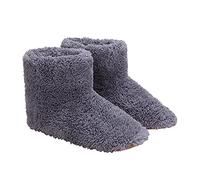 Foot Warmer Boots USB Heating Pad for Pain Relief Fast Heating Thermal Shoes Anti-Slip Sole Electric Heated Feet Warmers Slippers for Women Men (Grey/men 5.5-8.5)